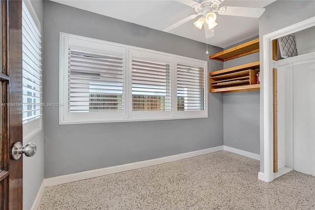 unfurnished bedroom with ceiling fan