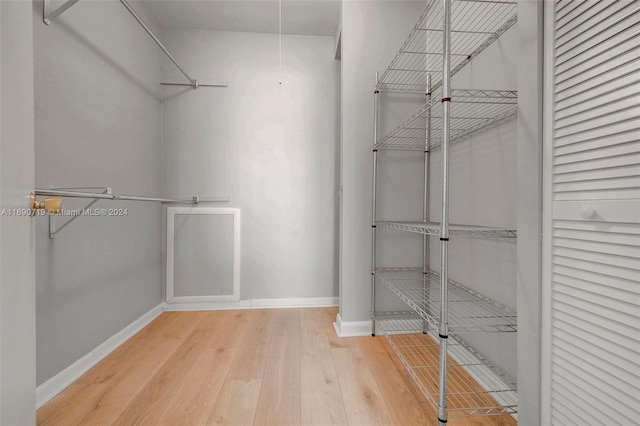 walk in closet featuring wood-type flooring