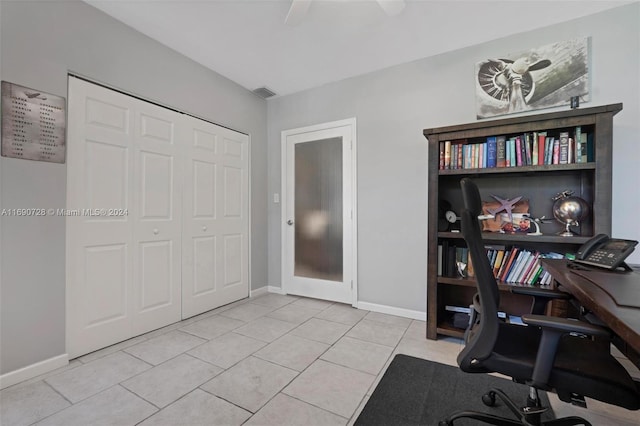 office featuring light tile patterned flooring