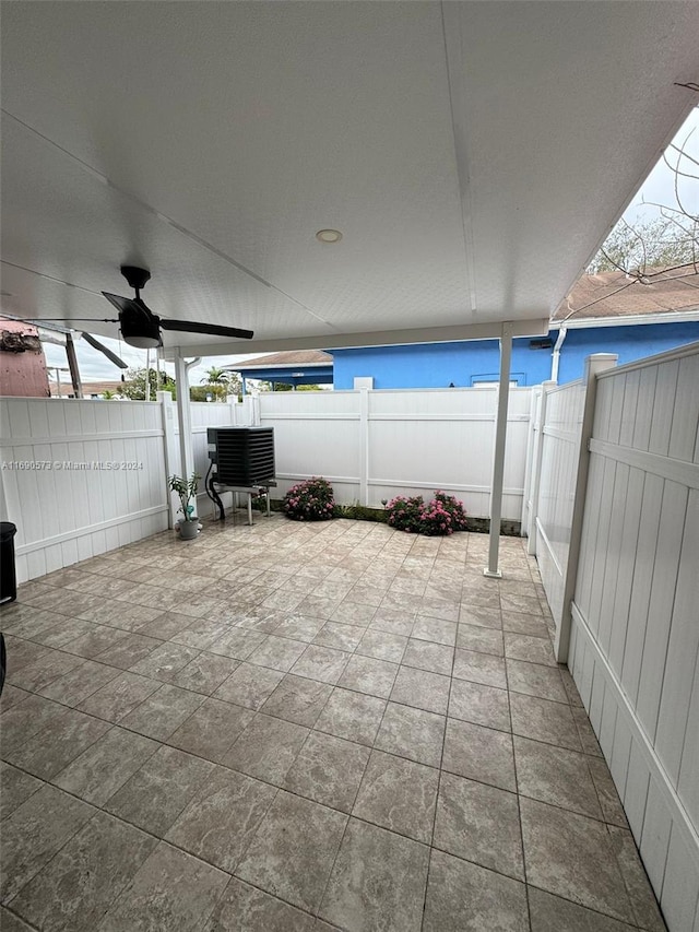 view of patio / terrace featuring ceiling fan