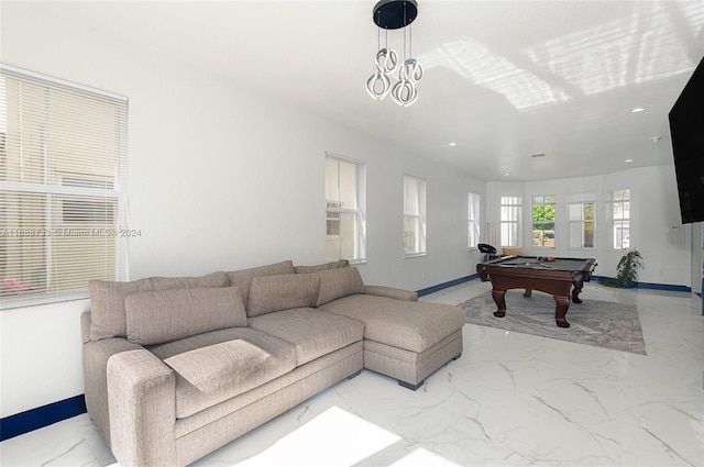 living room featuring pool table