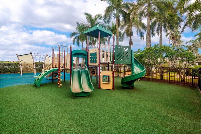 view of play area with a lawn