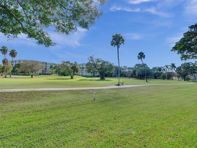 view of property's community with a lawn