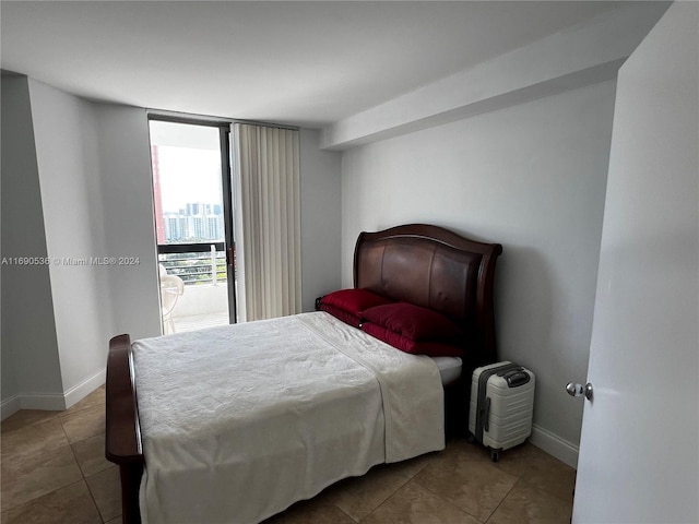 bedroom with tile patterned flooring