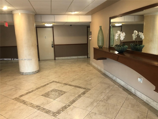 reception area with ornate columns