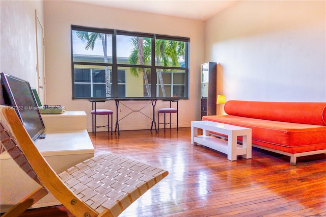 living area featuring hardwood / wood-style flooring