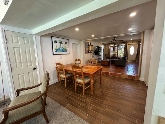 dining area featuring ceiling fan