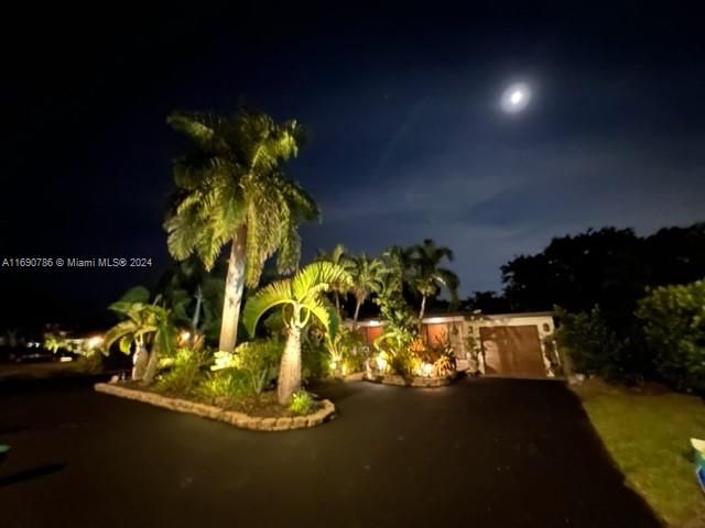 view of yard at twilight