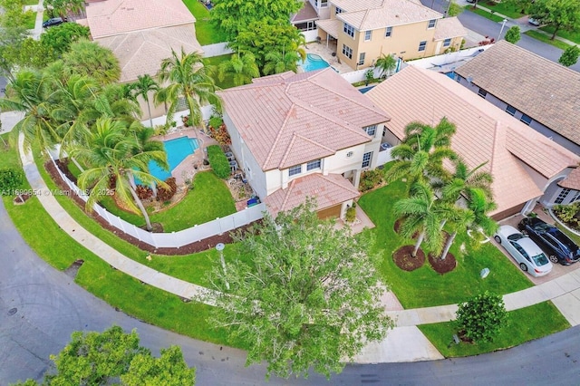 bird's eye view with a residential view