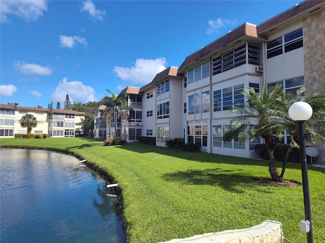 exterior space featuring a water view