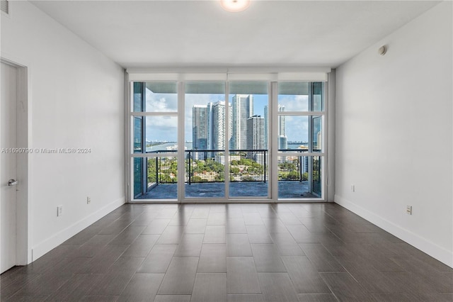 empty room featuring a wealth of natural light and floor to ceiling windows