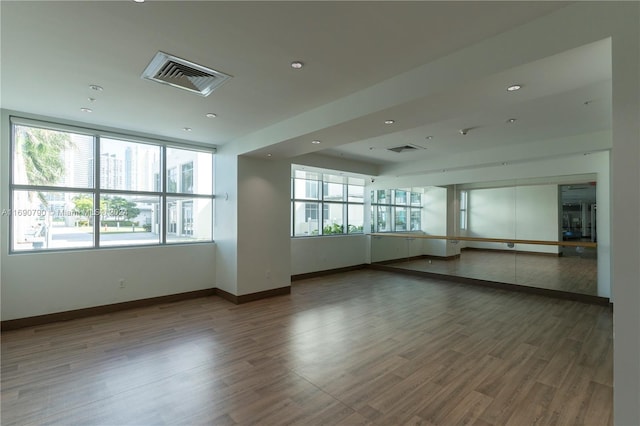 spare room with plenty of natural light and wood-type flooring