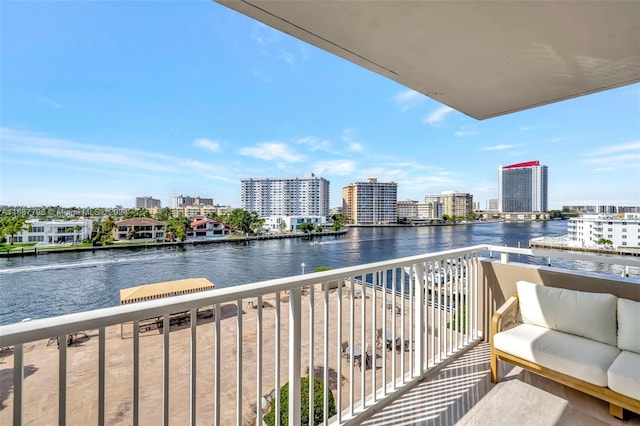 balcony with a water view