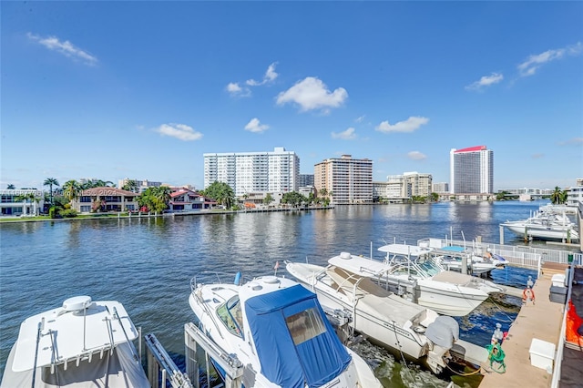 view of dock featuring a water view