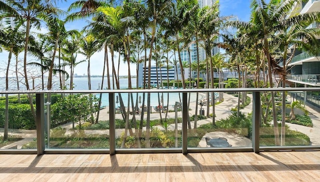balcony with a water view