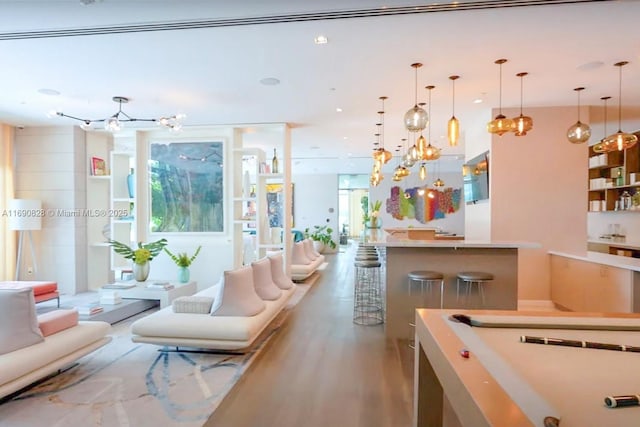 reception with an inviting chandelier