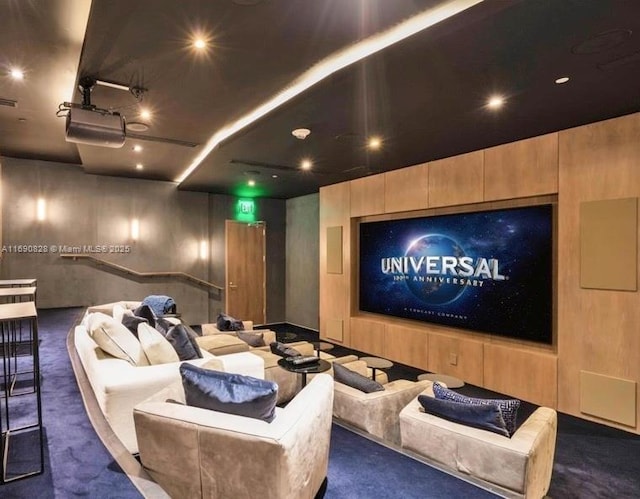 650 NE 32nd St Unit 602, Miami, FL 33137 - home theater room featuring dark carpet