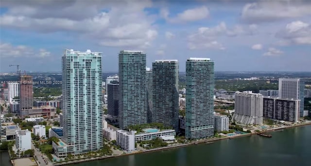 view of city with a water view