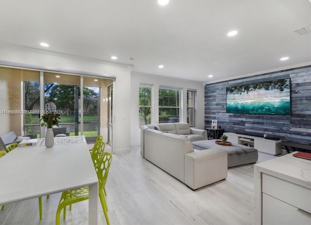 living room featuring light hardwood / wood-style floors