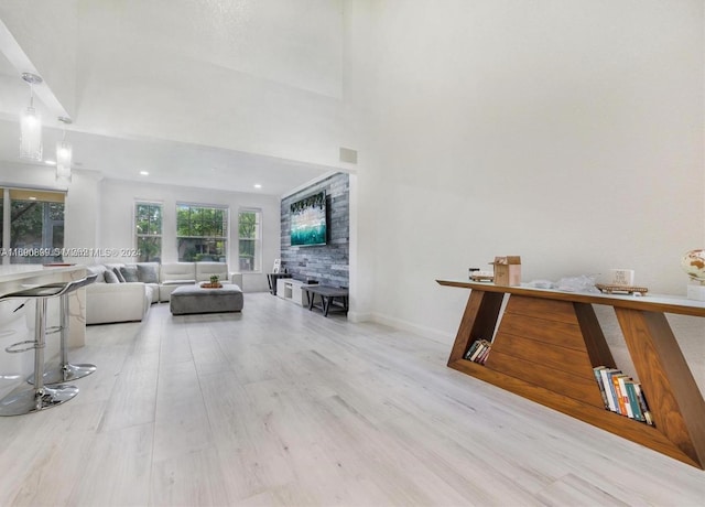 unfurnished living room featuring light hardwood / wood-style floors