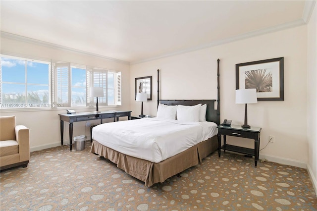 bedroom featuring ornamental molding