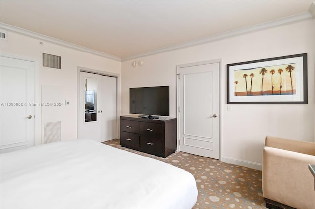 bedroom featuring ornamental molding