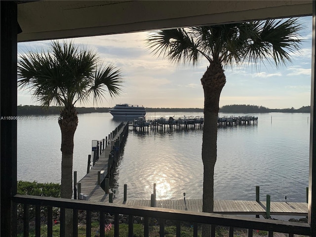 water view with a boat dock