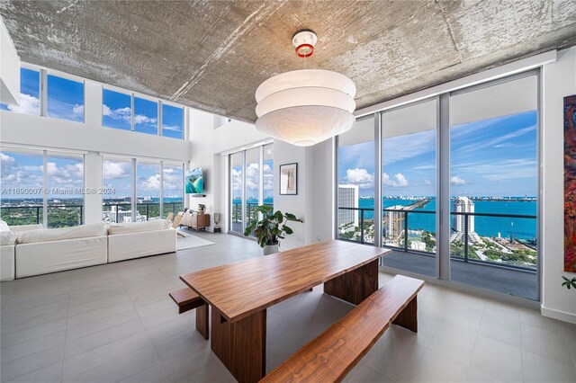 dining area featuring a high ceiling and a wealth of natural light