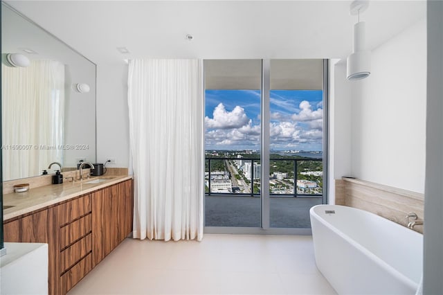 bathroom featuring a bath and vanity