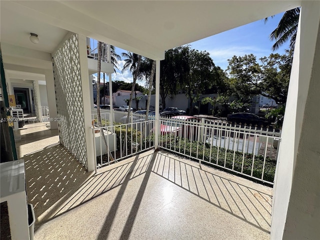 balcony with a patio area