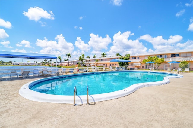 view of pool featuring a patio area