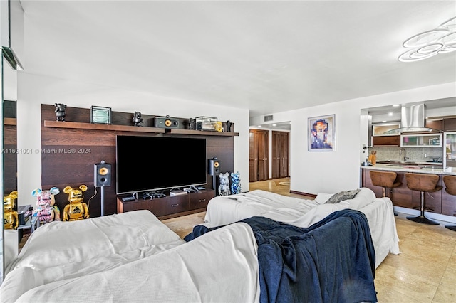 view of tiled living room