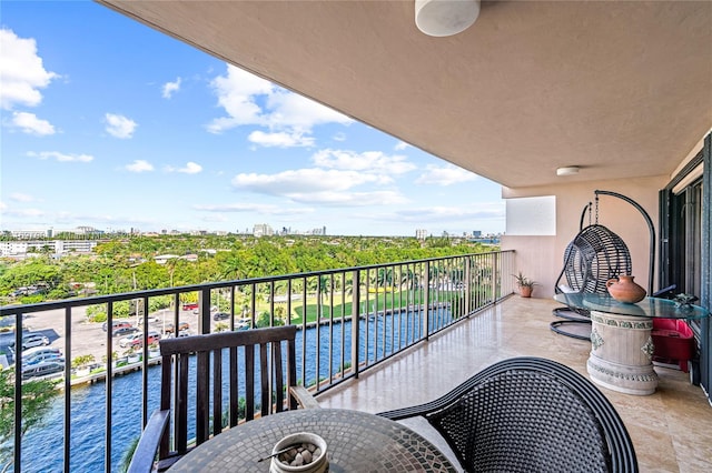 balcony with a water view