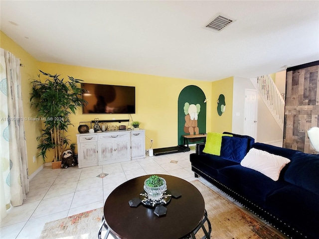 view of tiled living room