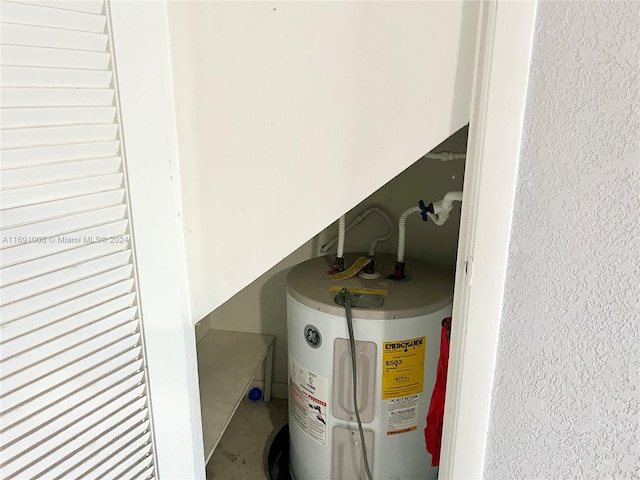 utility room with electric water heater