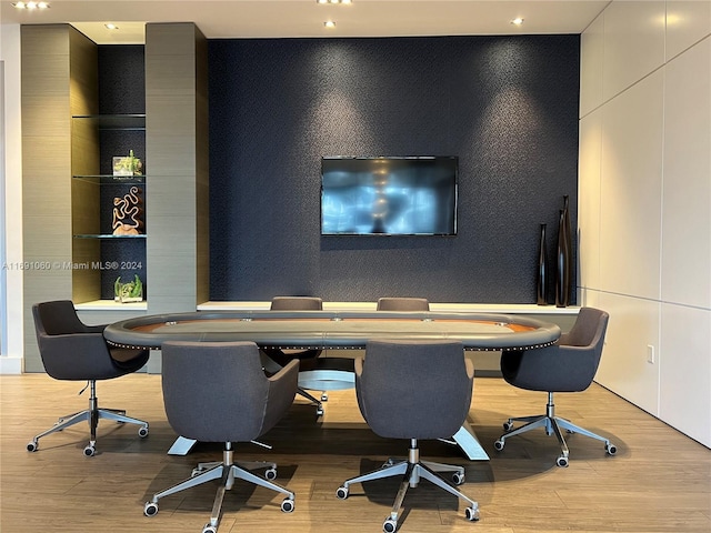 home office featuring light hardwood / wood-style flooring