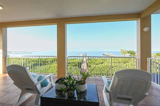 balcony with a water view