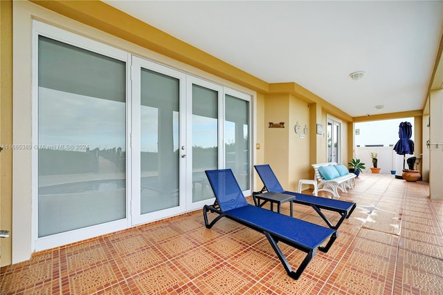 view of patio featuring french doors