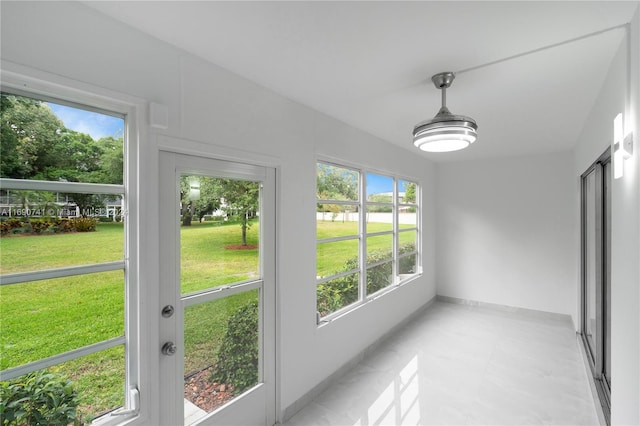 view of unfurnished sunroom