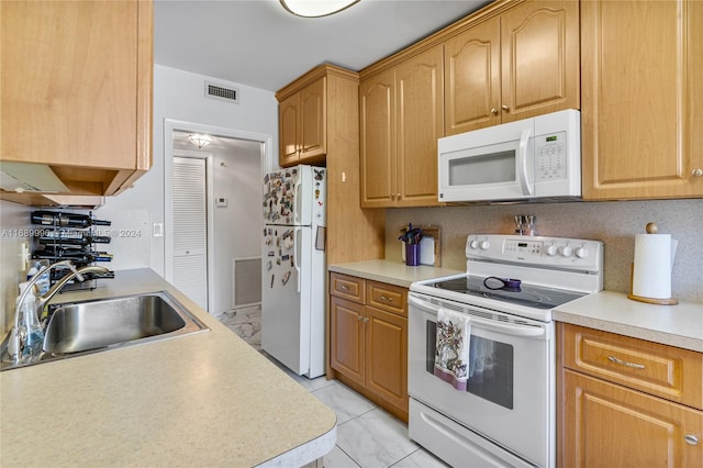 kitchen featuring sink and white appliances