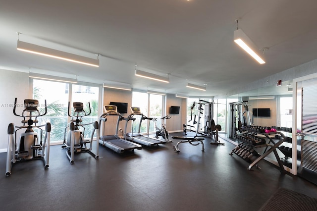 gym with a wealth of natural light