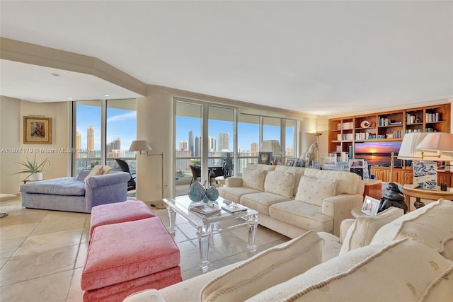 view of tiled living room