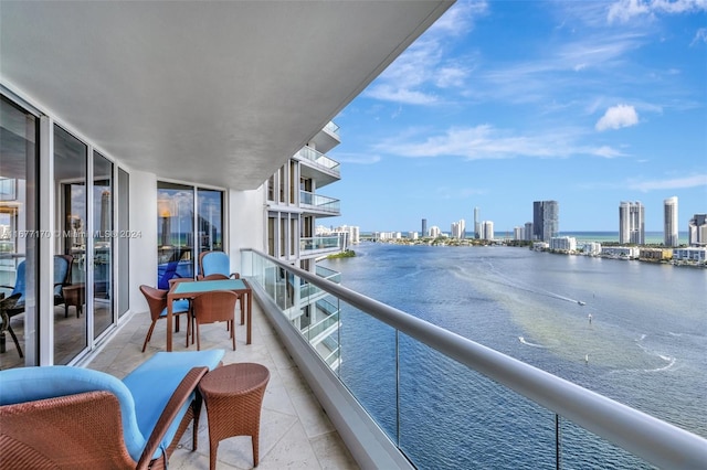 balcony with a water view