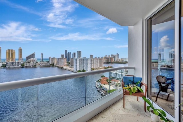 balcony with a water view