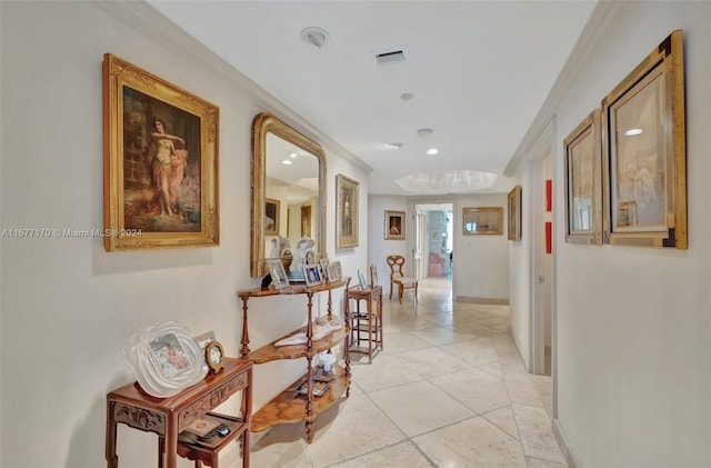 hallway with ornamental molding