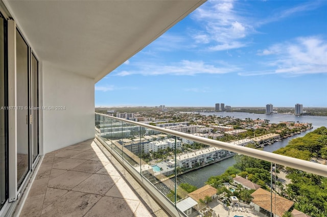 balcony with a water view