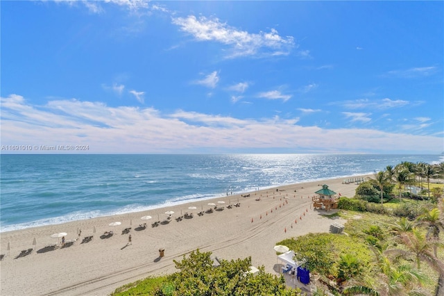 view of water feature with a view of the beach