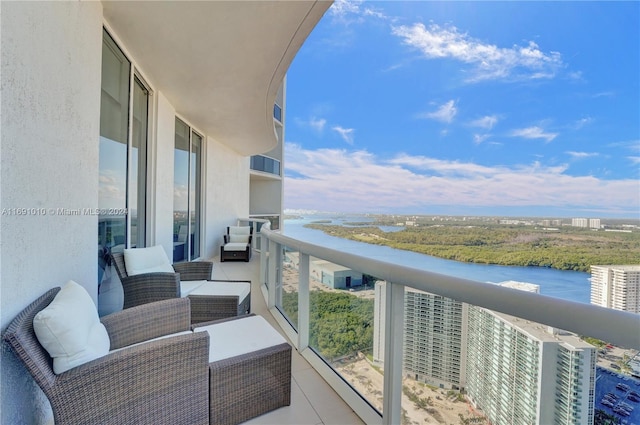 balcony with a water view