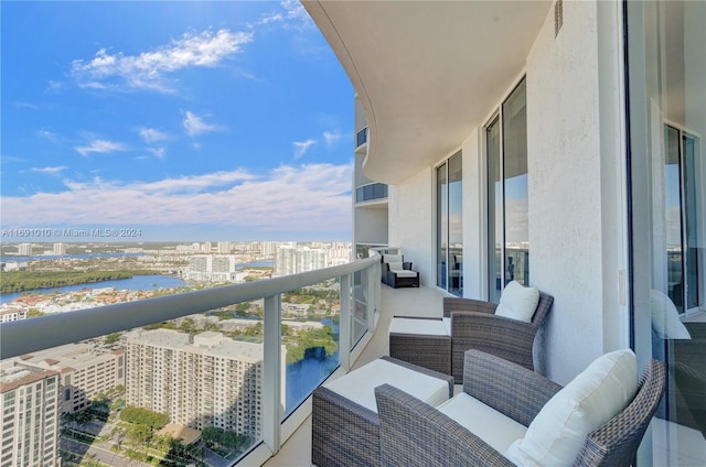 balcony with a water view