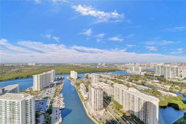 bird's eye view featuring a water view